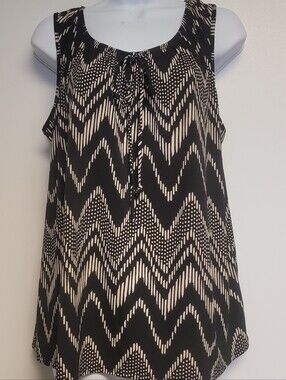 Anthropologie NAÏF Sleeveless Chevron Print Tank Top - Black &  Tan Large